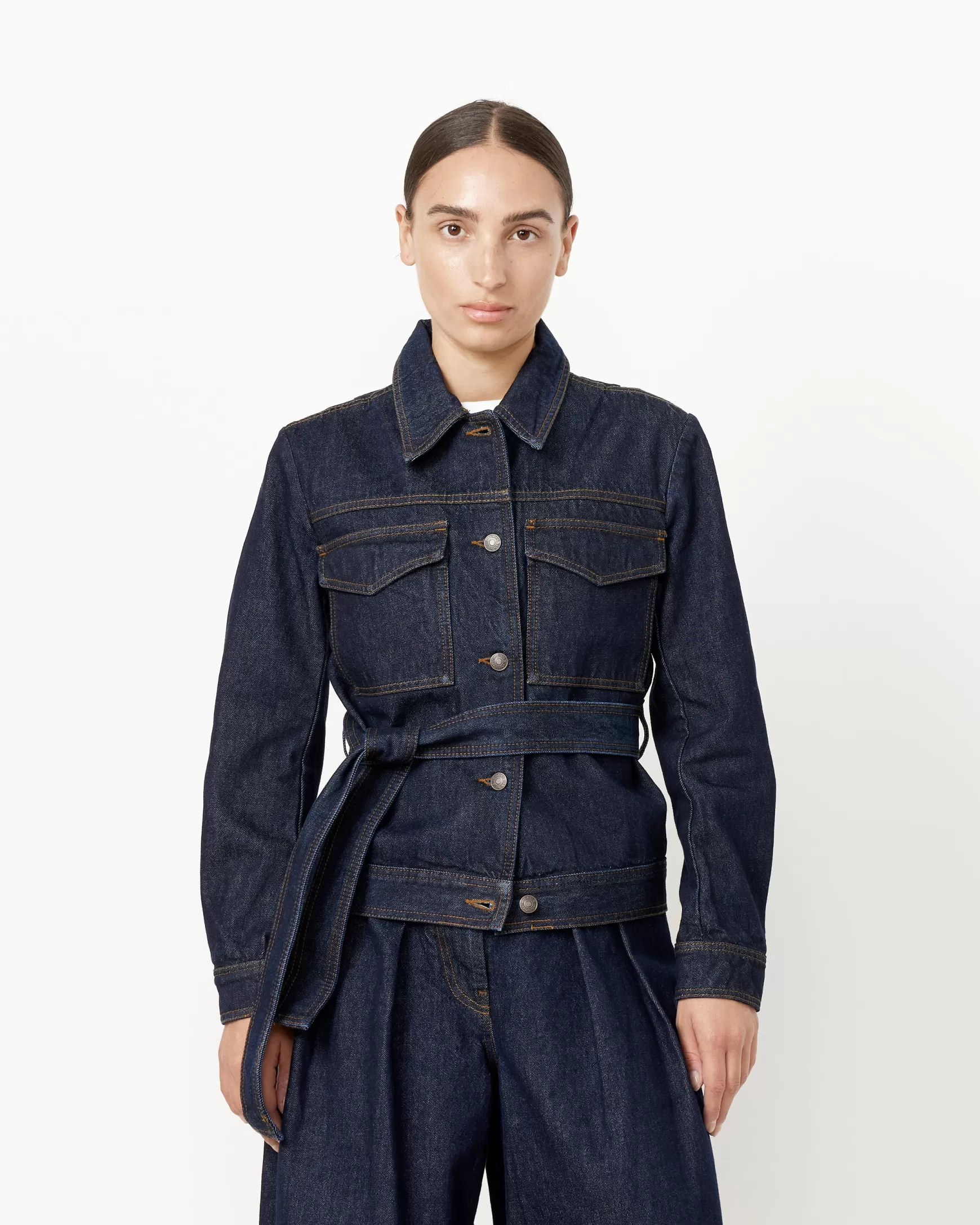 Online Belted Denim Jacket Woman Outerwear