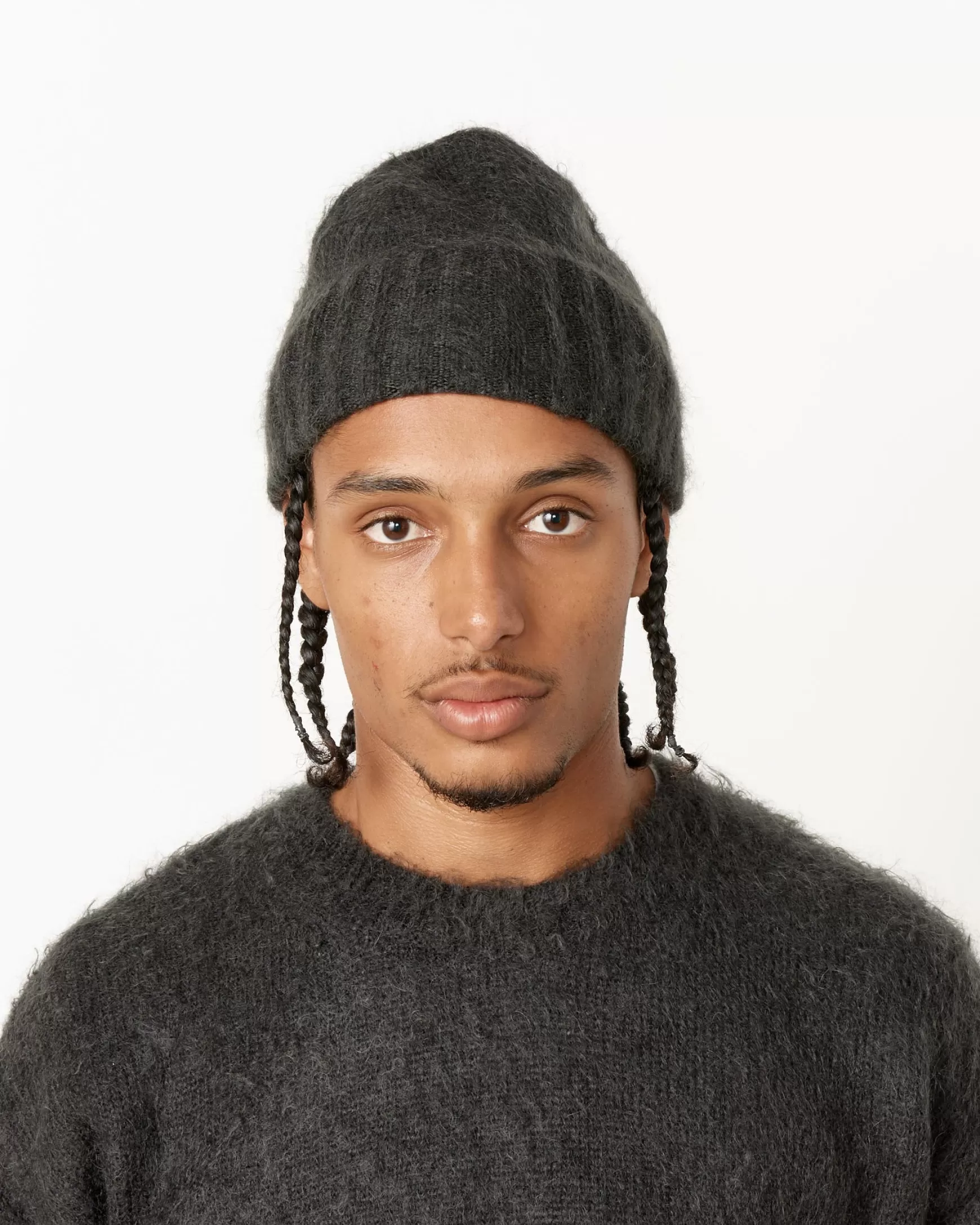 Online Brushed Mohair Knit Beanie Woman Hats