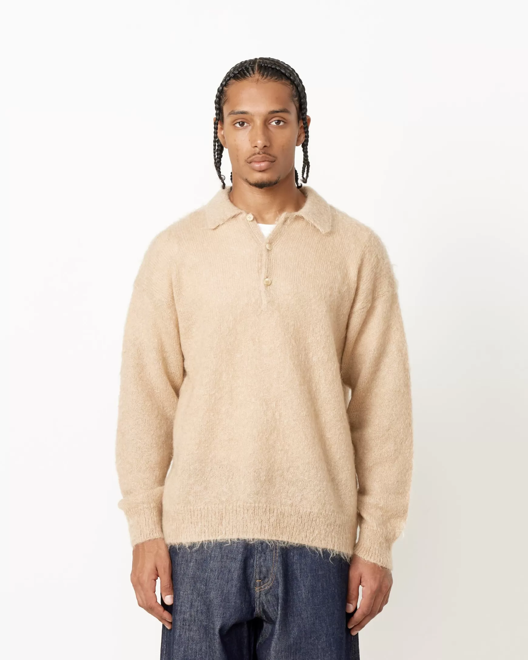 New Brushed Mohair Knit Polo Man Knitwear