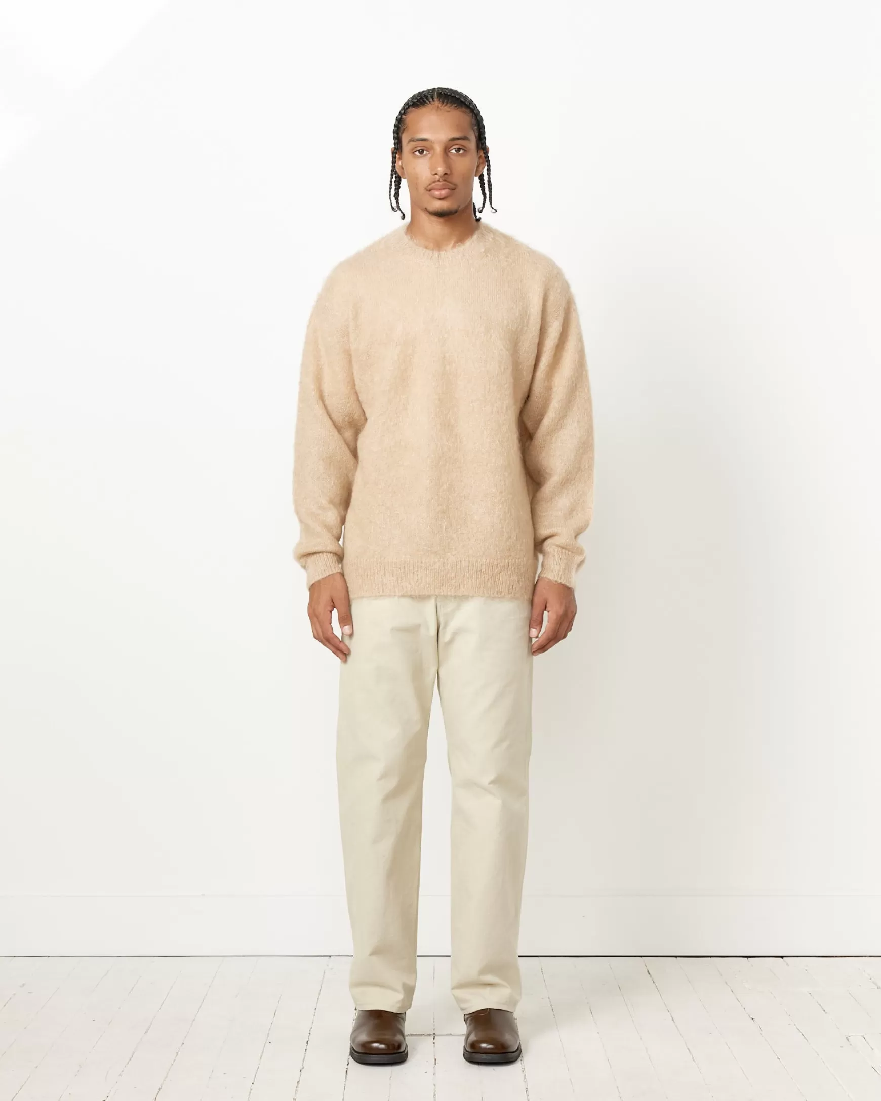 Cheap Brushed Mohair Knit Pullover Man Knitwear