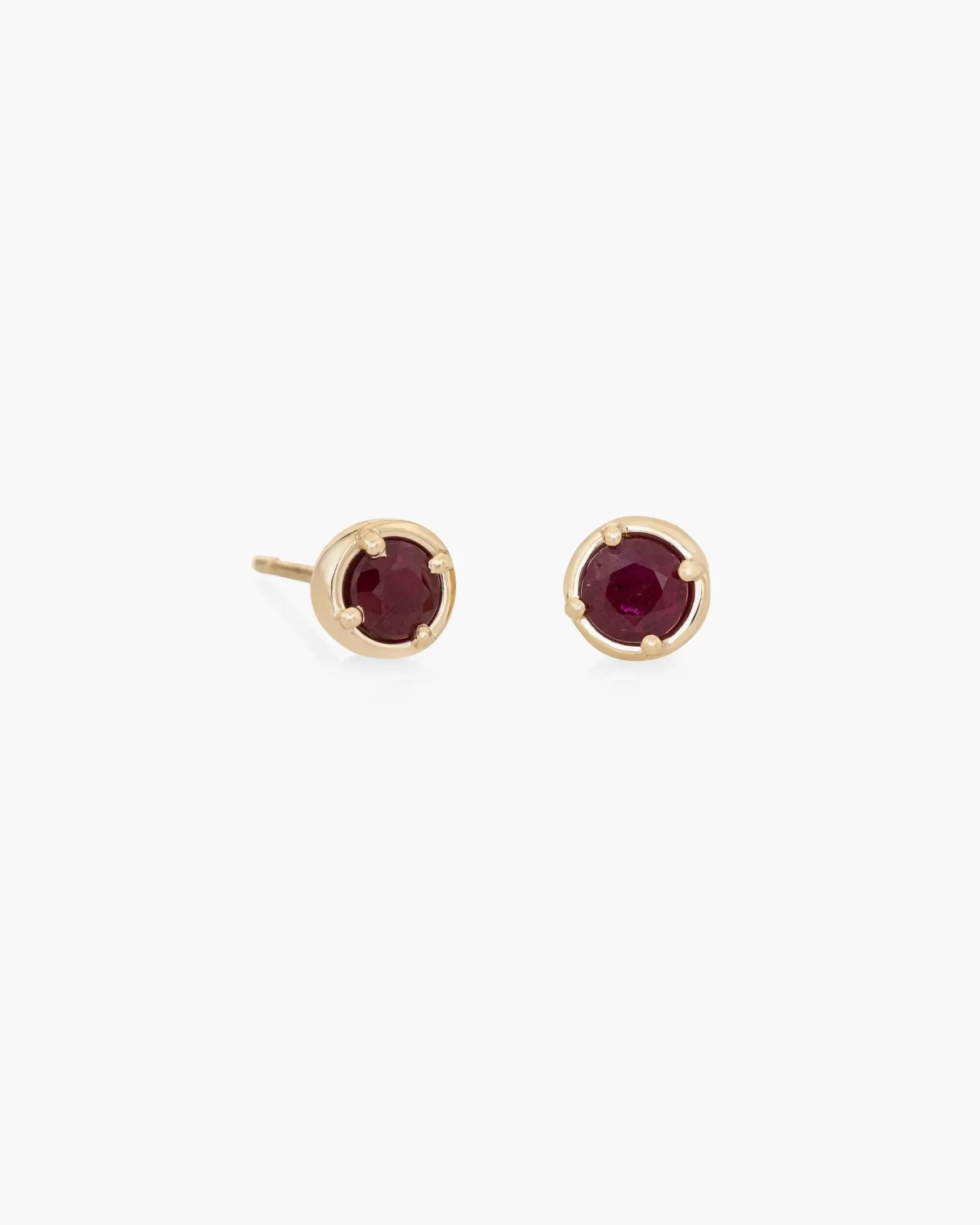 Cheap Dot Studs In 14K Yellow Gold / Ruby Woman Jewelry