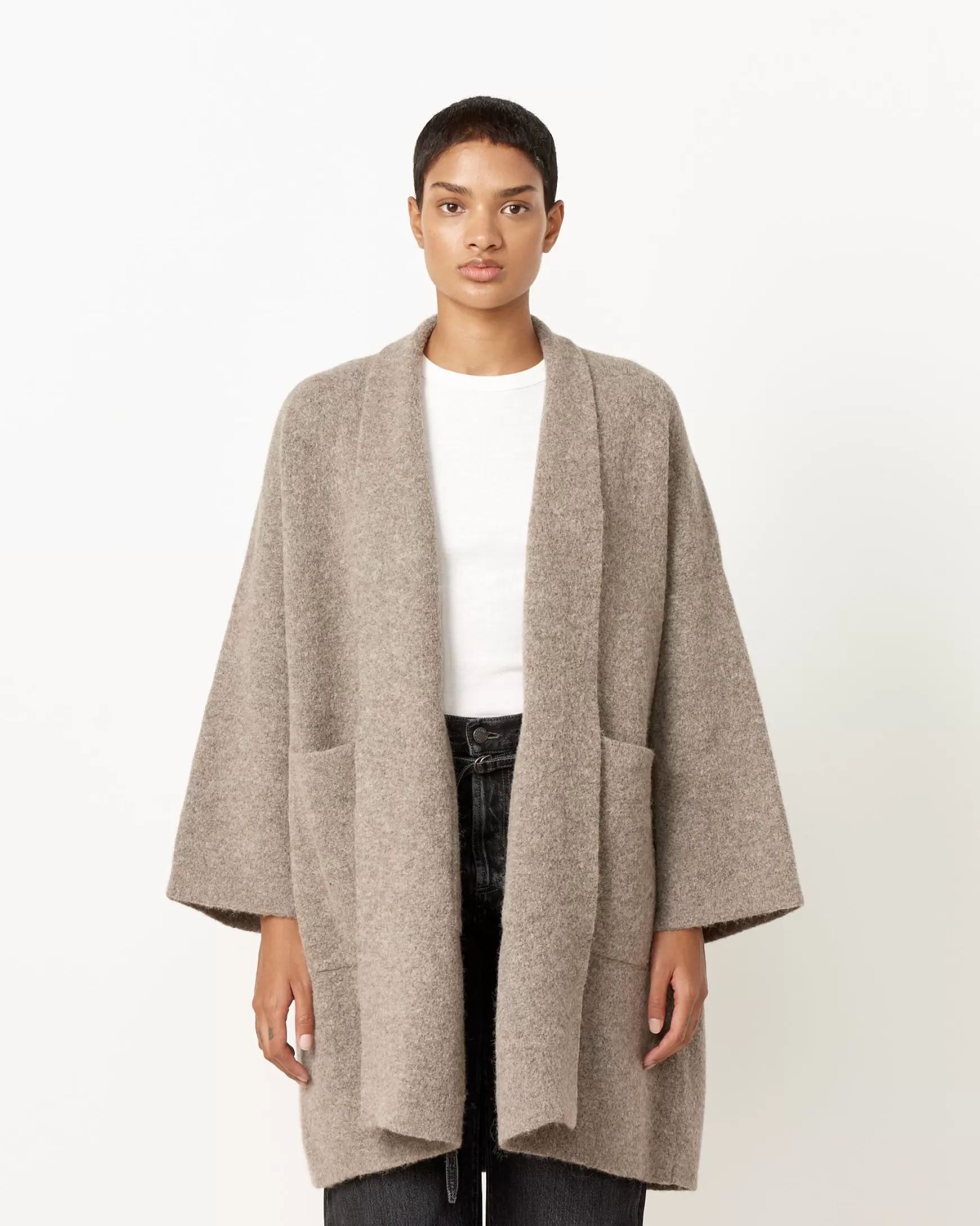 Outlet Double Face Wide Coat Woman Knitwear