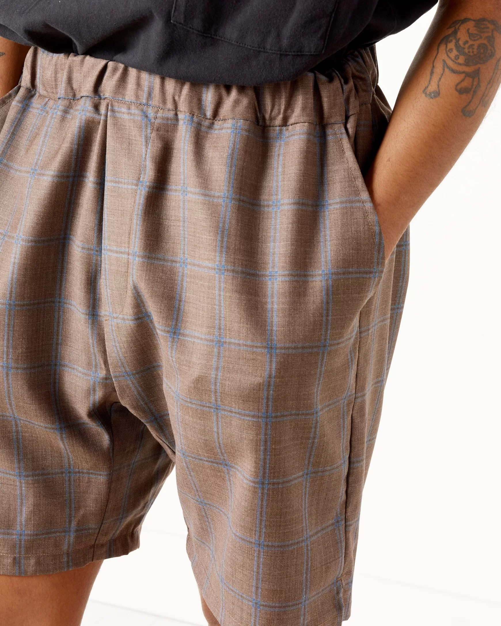 Hot Italian Windowpane Wool Yoyogi Short Man Shorts