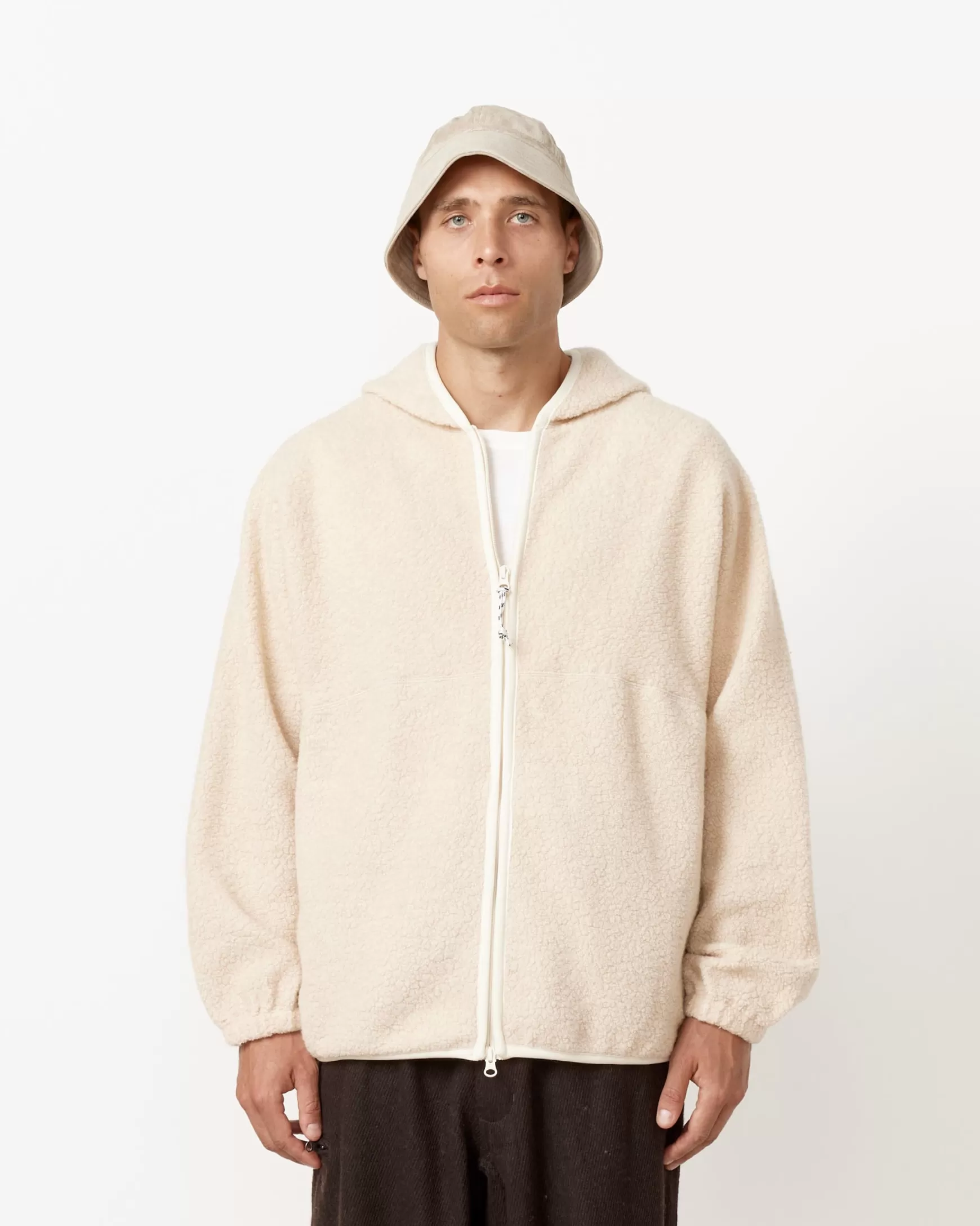 Shop Leo Wool Boa Zip Hoodie Man Outerwear