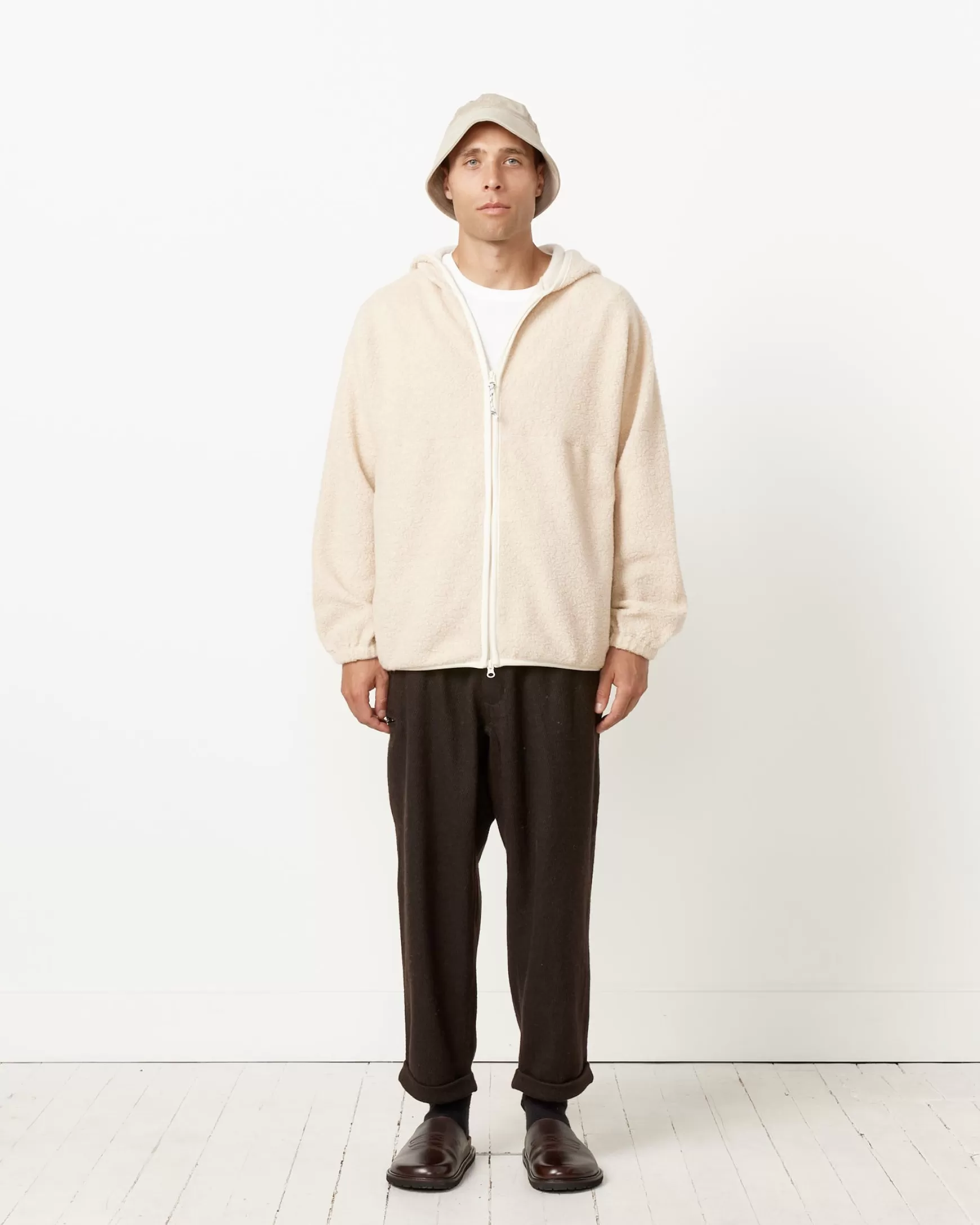 Shop Leo Wool Boa Zip Hoodie Man Outerwear