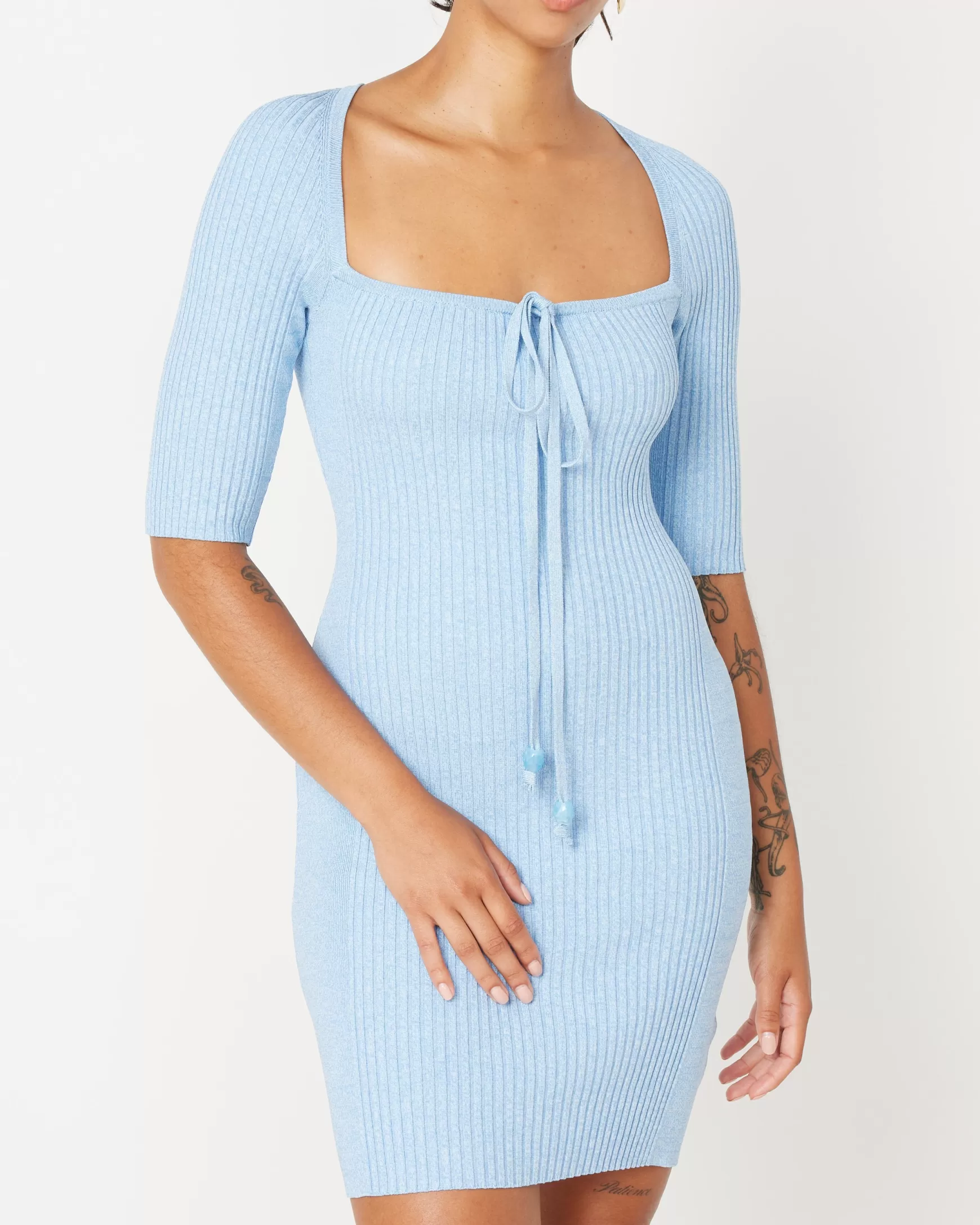 Cheap Melange Knit Mini Dress Woman Dresses