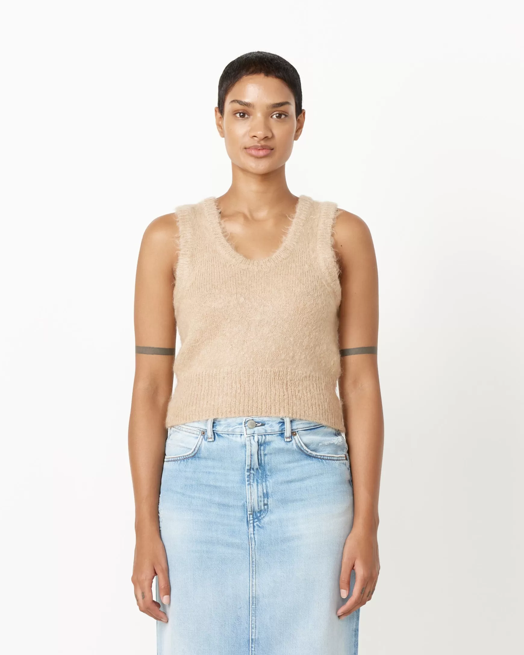 Online Mohair Knit Tank Woman Tops