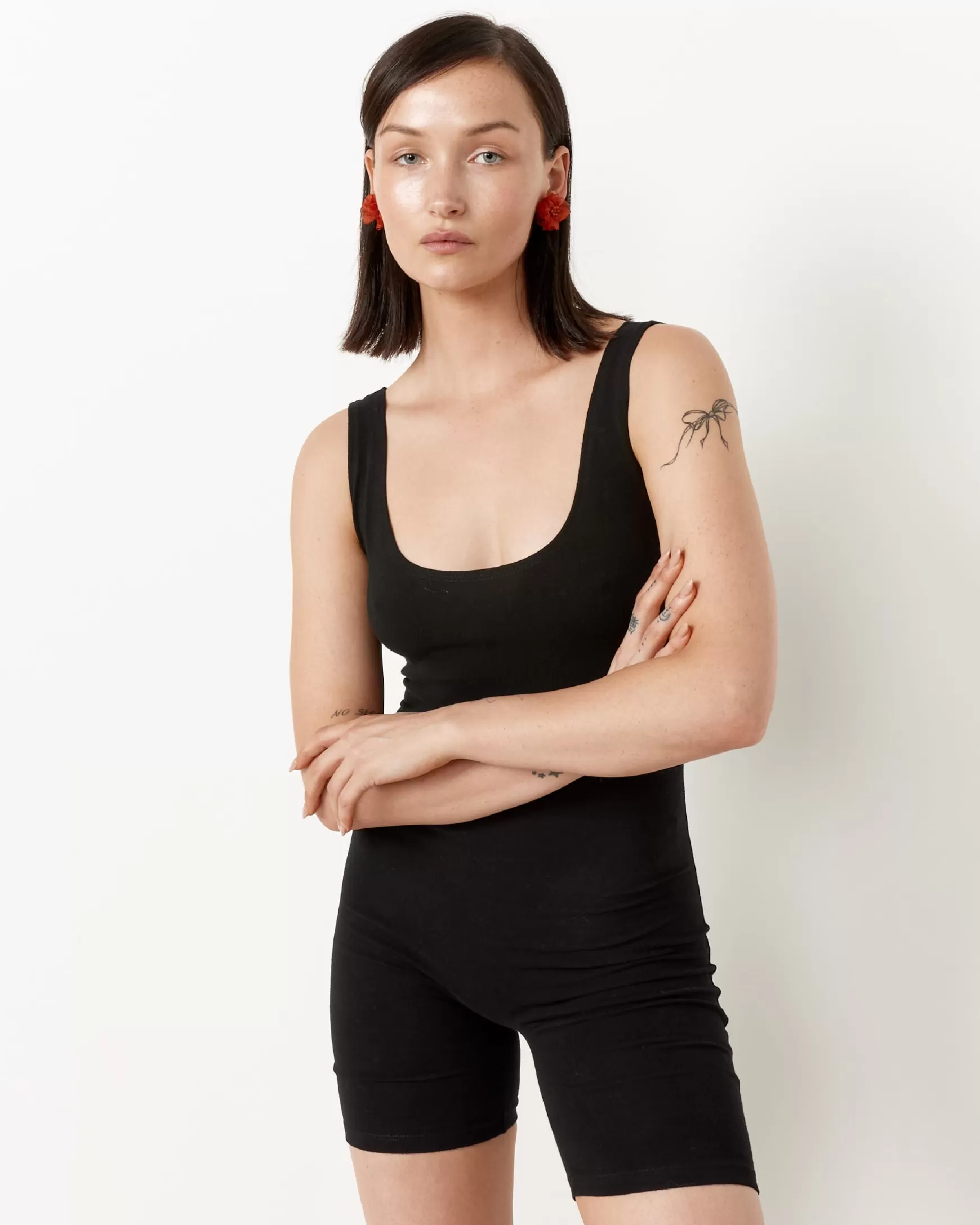 Store Mohawk General Store | | Via Olympia Short Unitard In Black Woman Jumpsuits