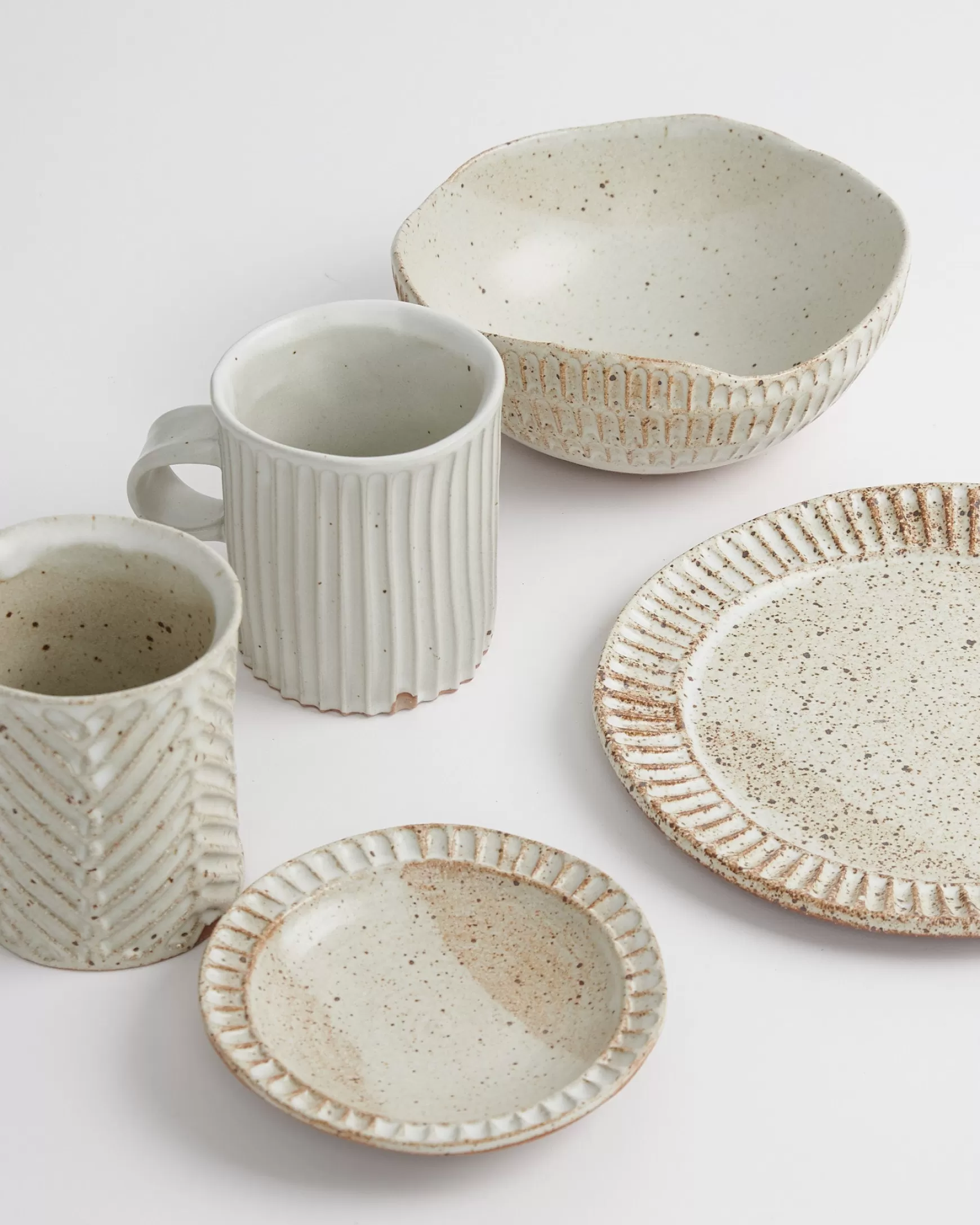 Best Sale Mohawk General Store | | Chevron Carved Mug In Eggshell Tableware
