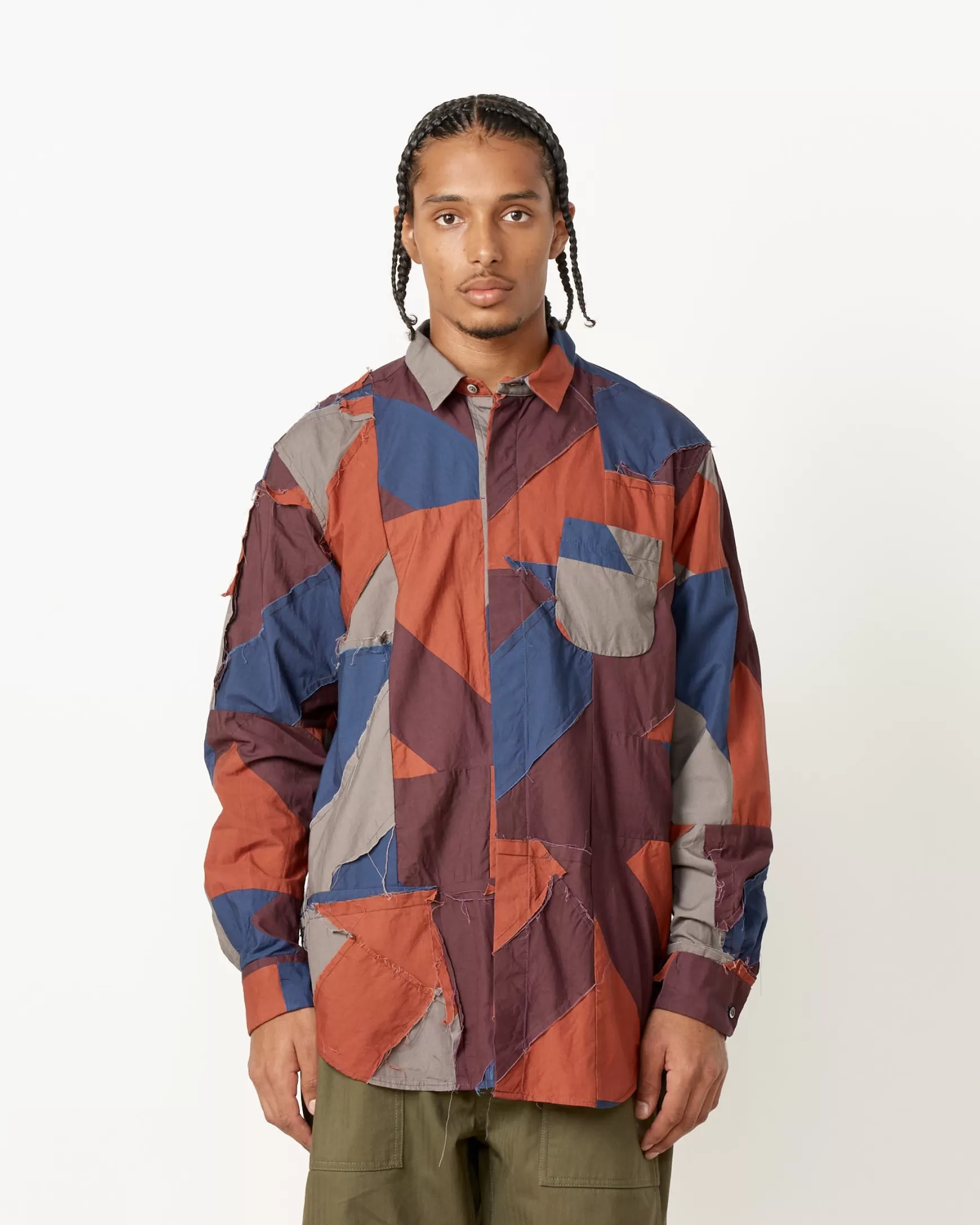 Cheap Patchwork Combo Short Collar Shirt Man Shirts