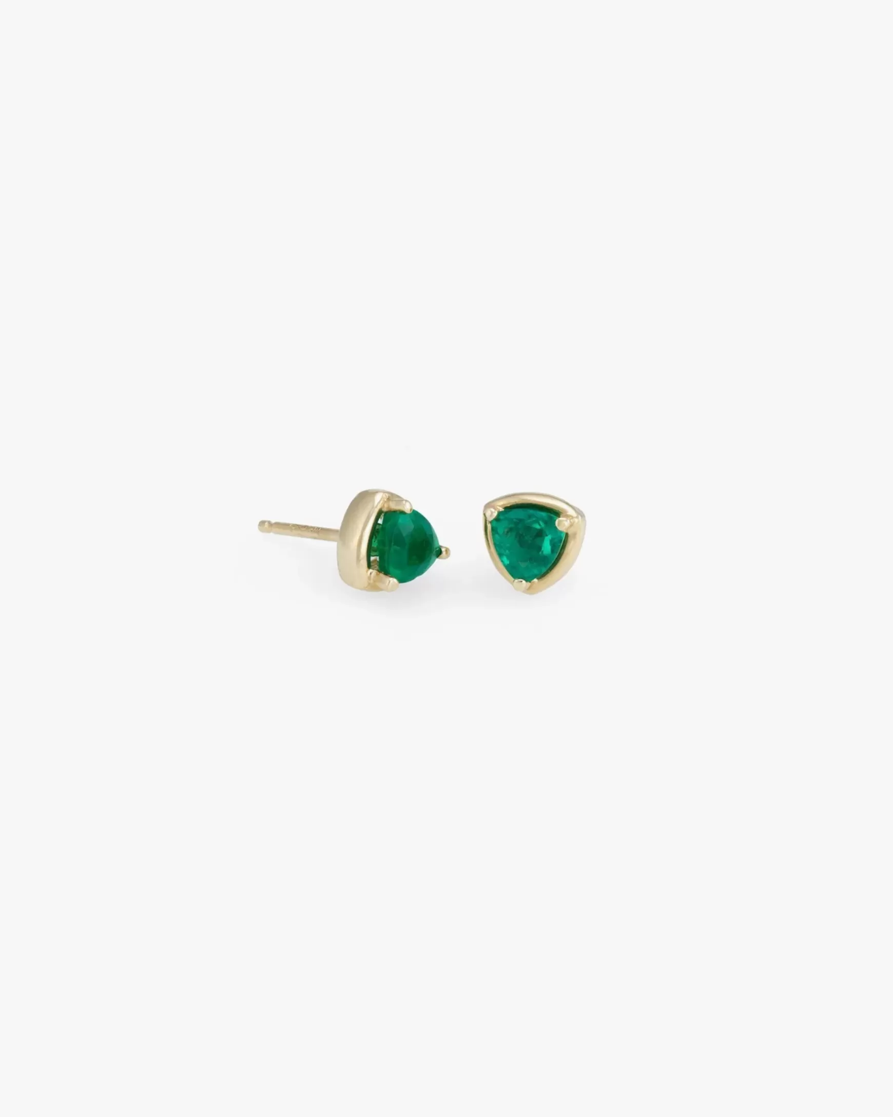 Store Prism Studs In 14K Yellow Gold / Emerald Woman Jewelry