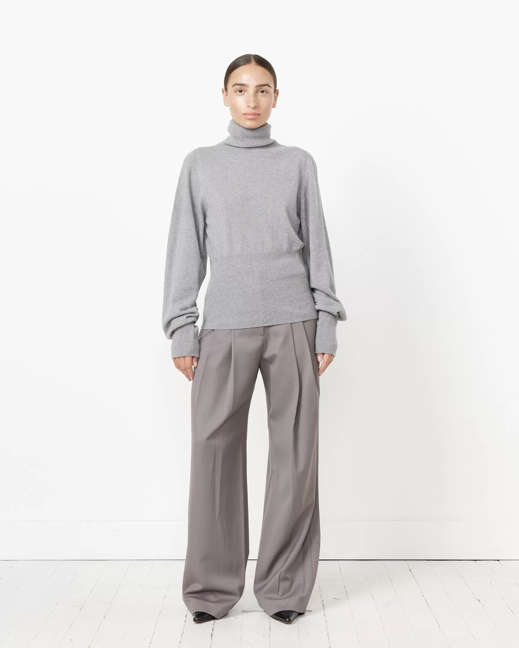 Outlet Rib Point Turtleneck Top Woman Knitwear