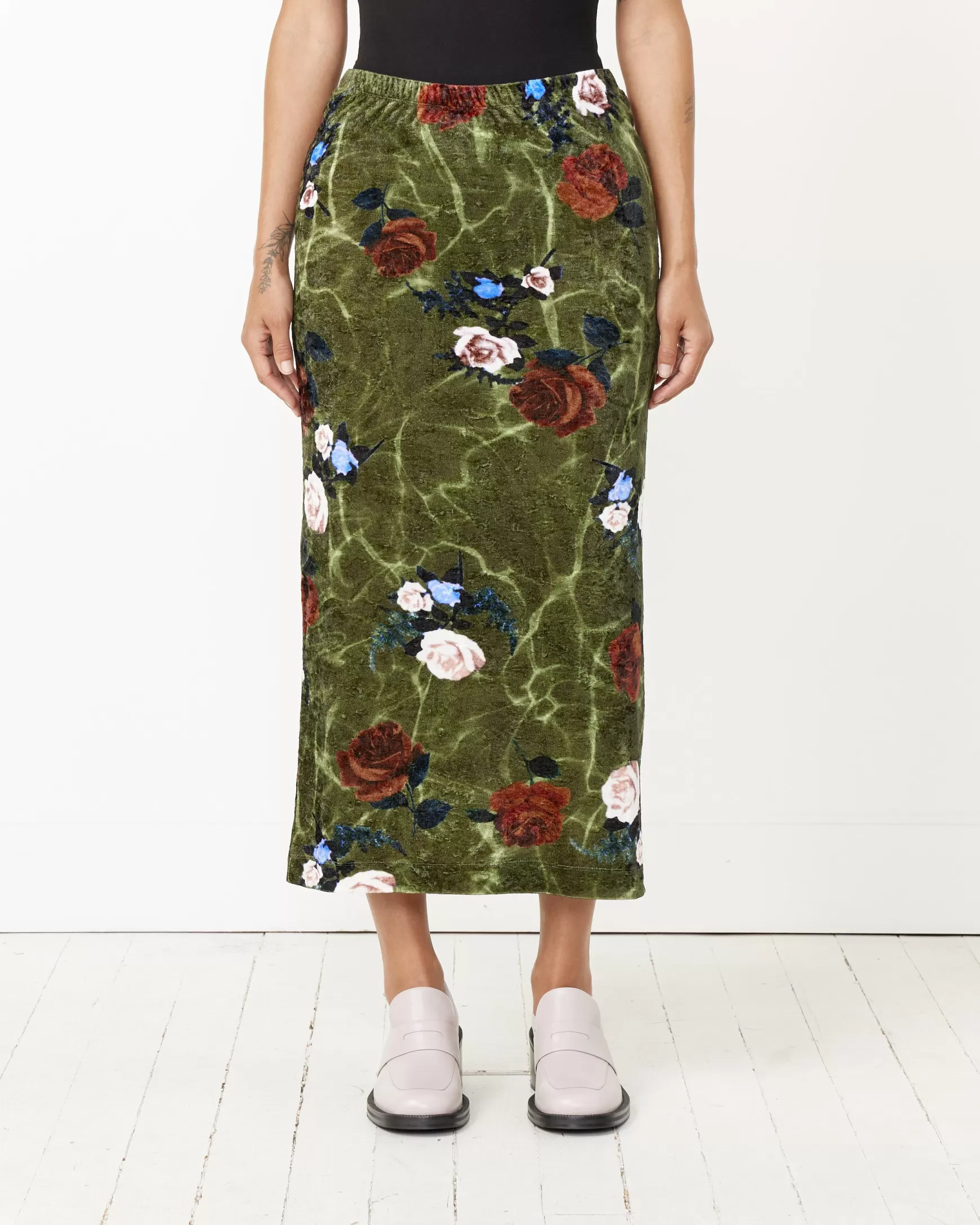 Best Rose Print Midi Skirt Woman Skirts