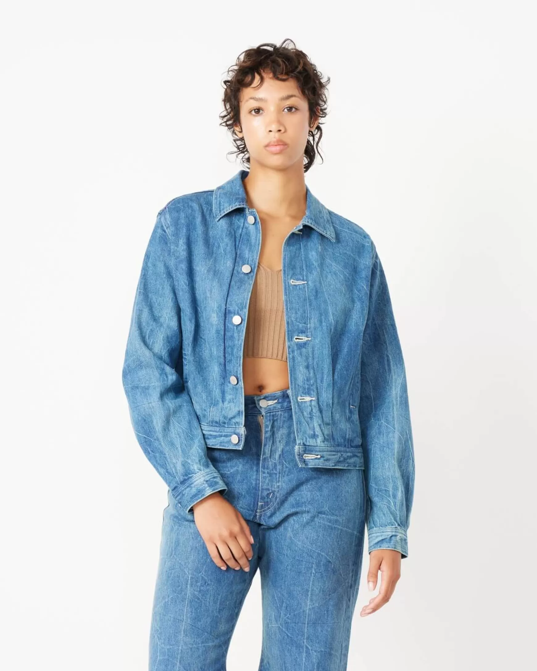 Sale Selvedge Faded Denim Blouson Woman Outerwear