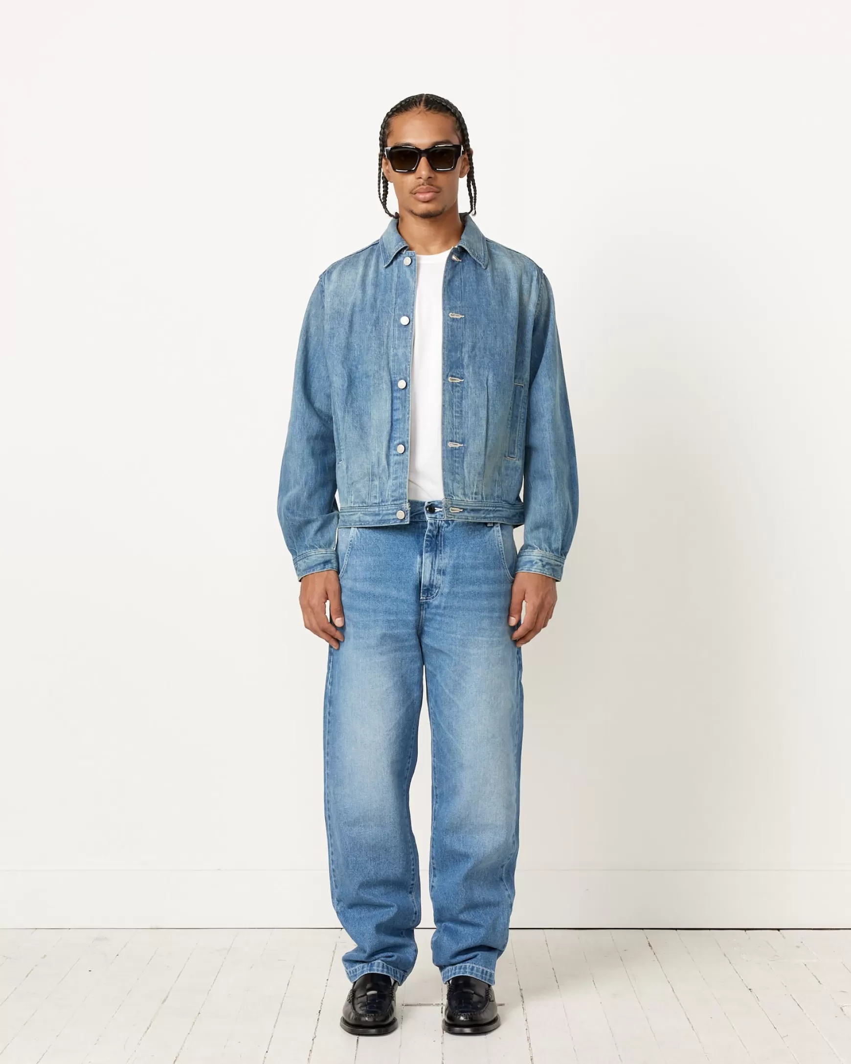 Fashion Selvedge Faded Denim Blouson Man Outerwear