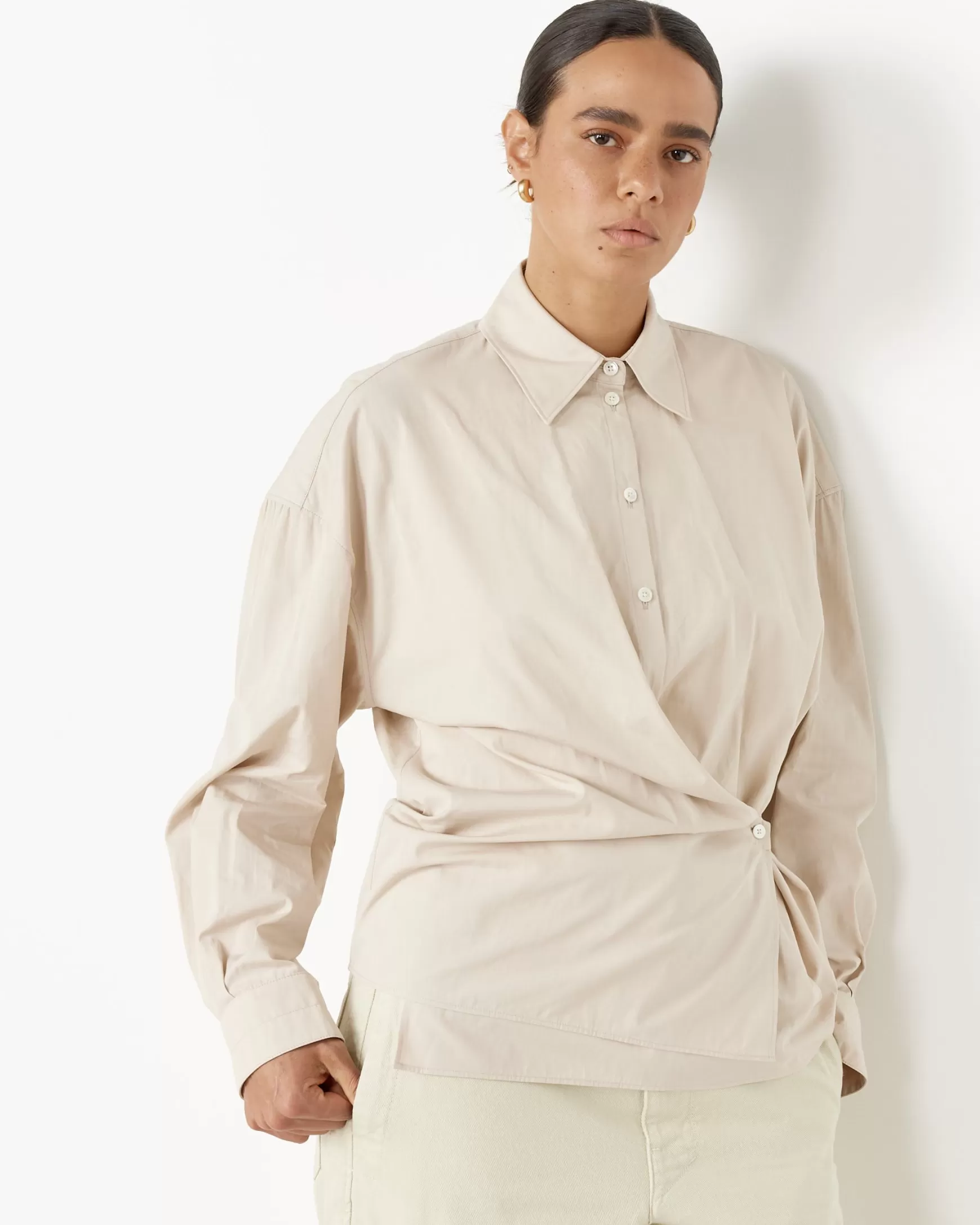 New Straight Collar Twisted Shirt Woman Tops