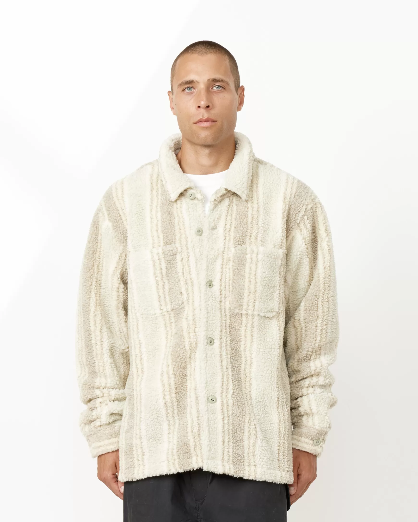 Best Stripe Sherpa Shirt Man Knitwear