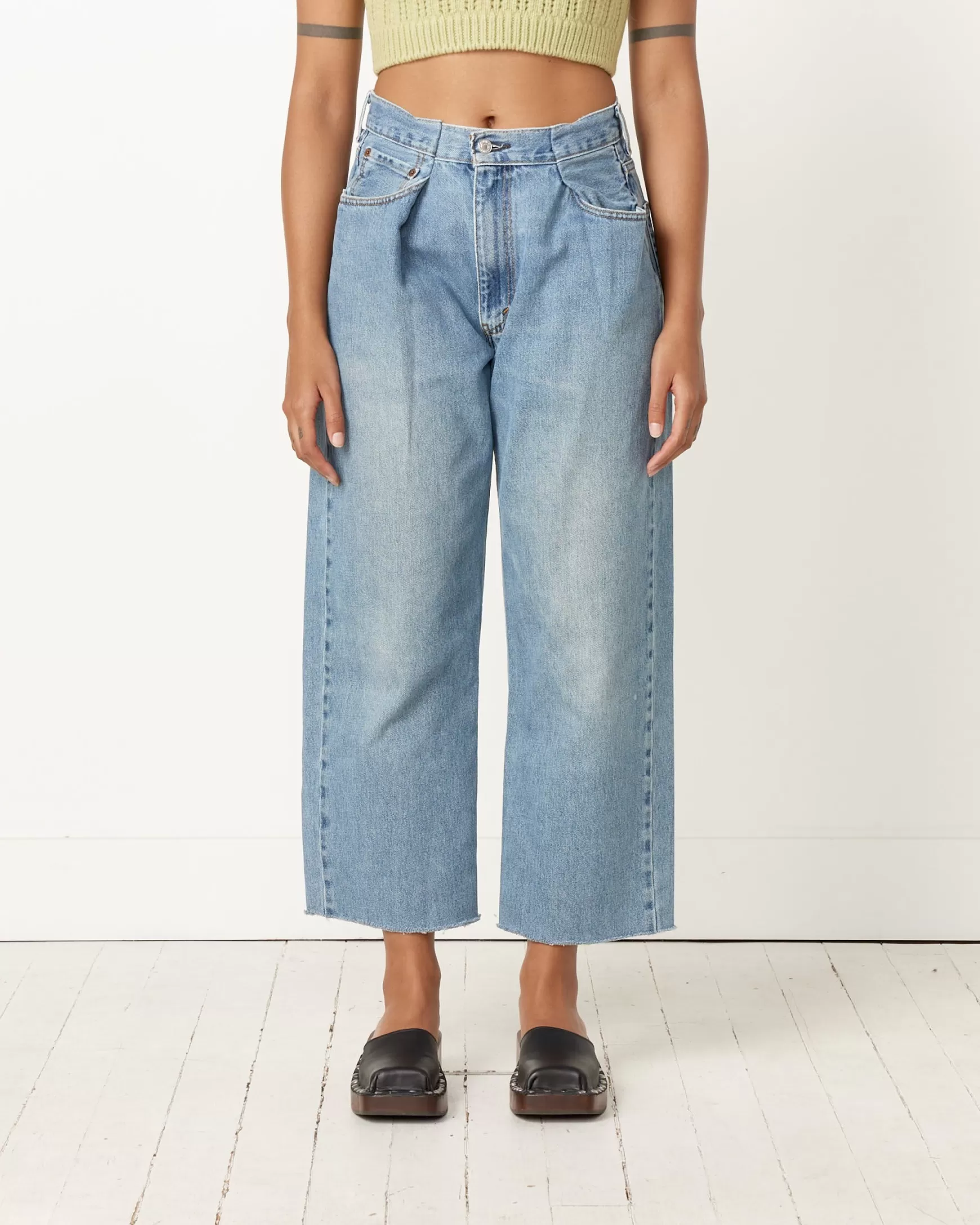 Flash Sale Upcycled Pleat Front Denim Woman Pants