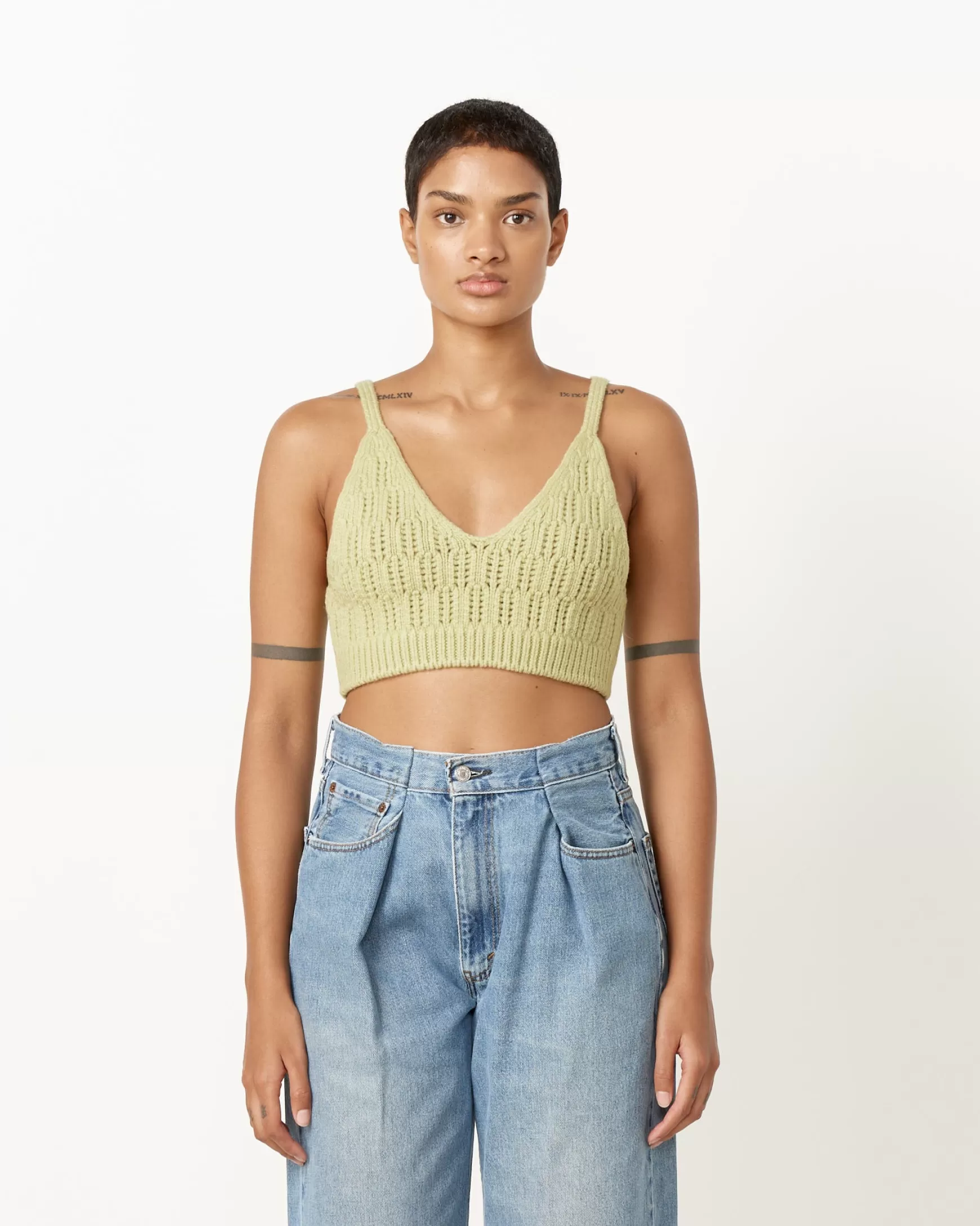 Cheap Wool Rib Knit Camisole Woman Tops