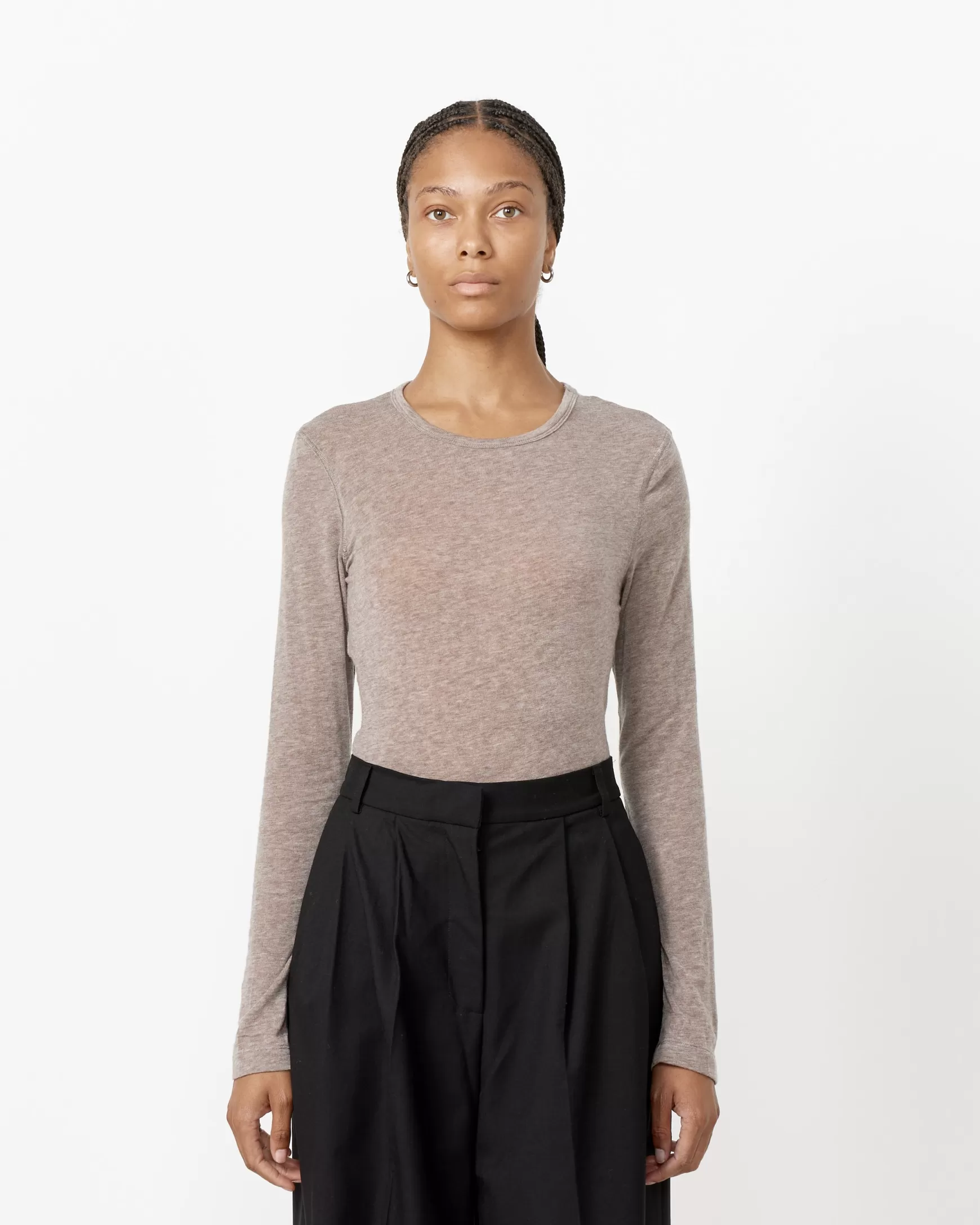 Clearance Wool Tencel Crew Neck Top Woman Tops