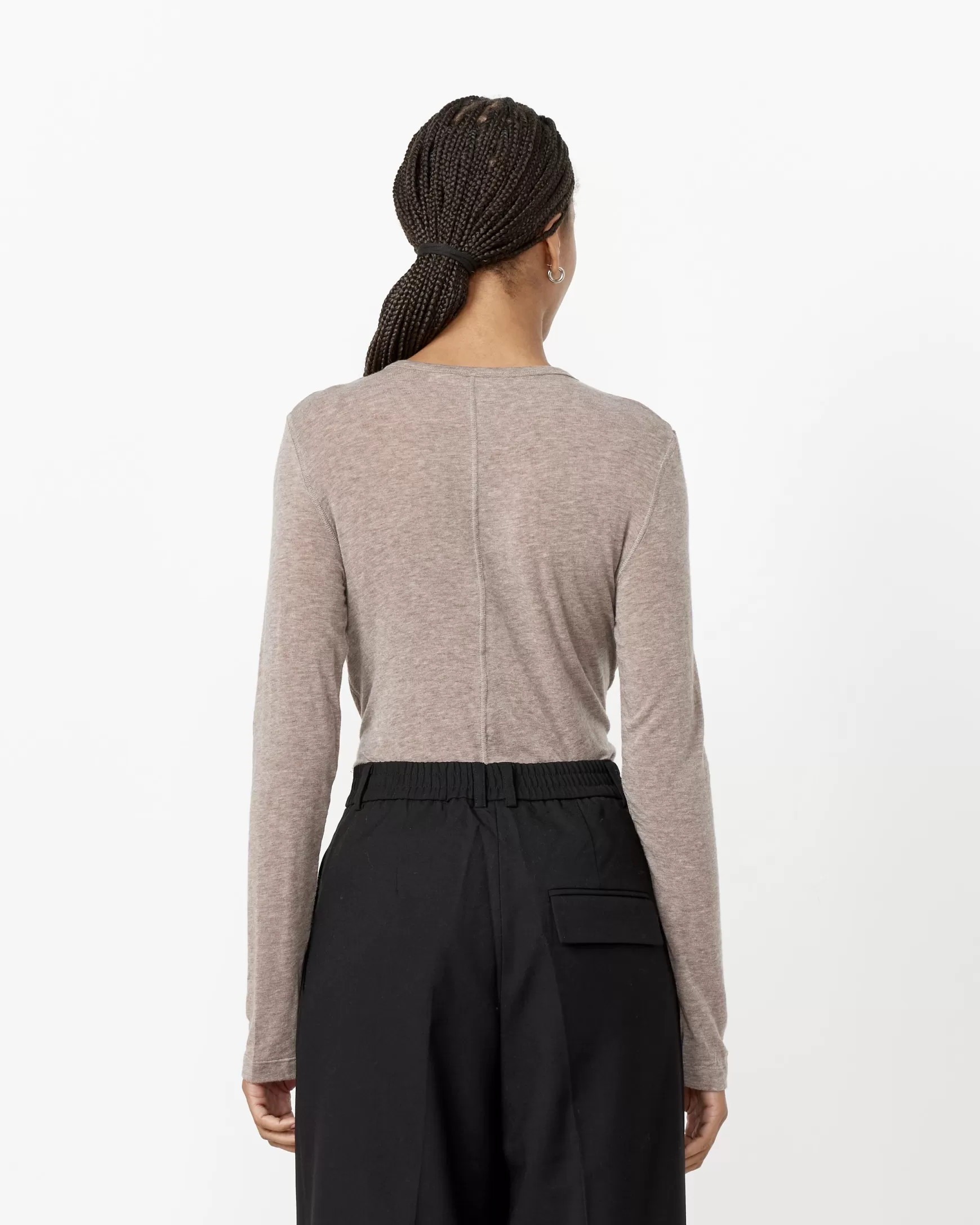 Clearance Wool Tencel Crew Neck Top Woman Tops