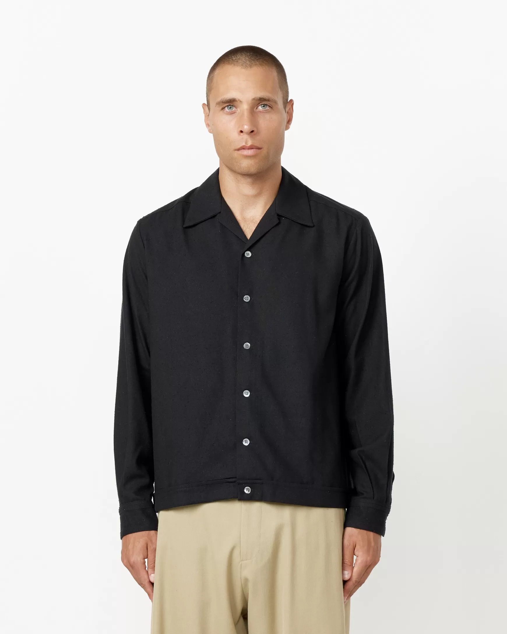 Store Zach Shirt In Silk Black Man Shirts