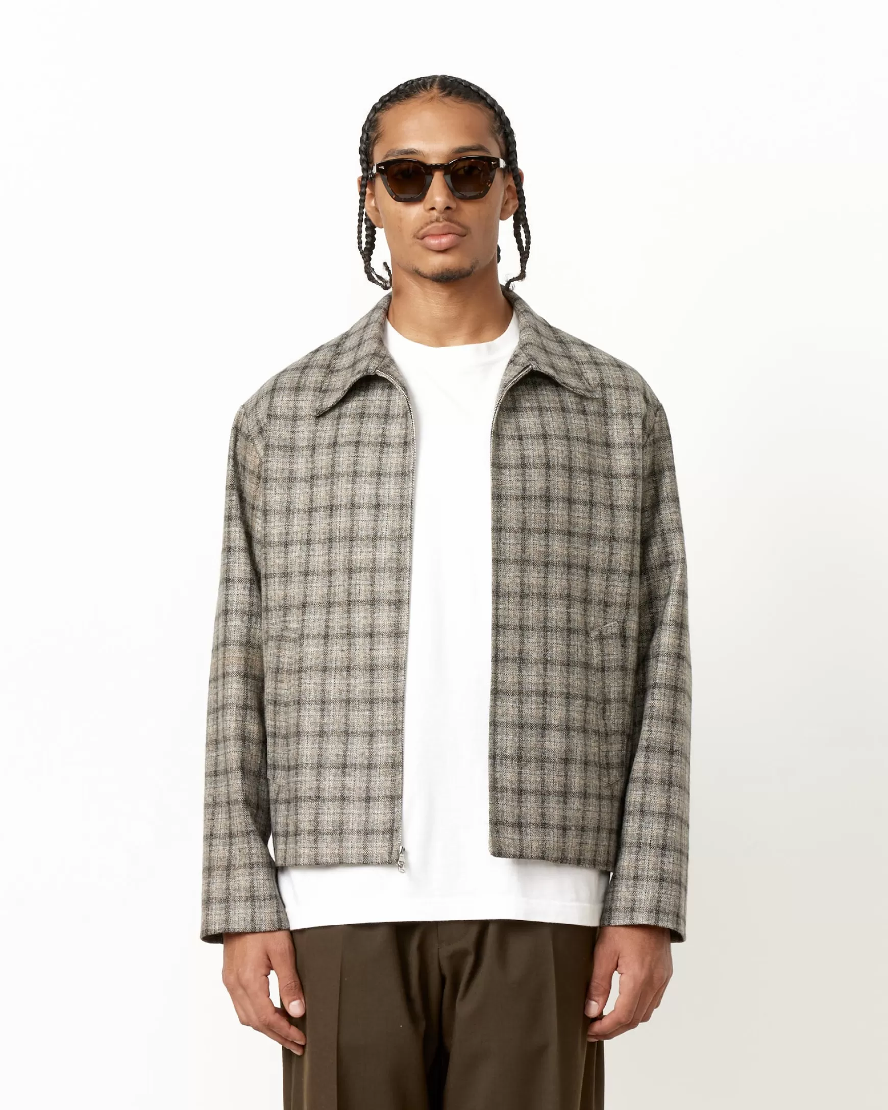 Shop Zip Jacket In Tweed Man Outerwear